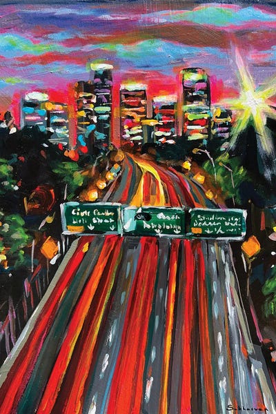 Los Angeles: Los Angeles Cityscape At Night. Downtown by Victoria Sukhasyan