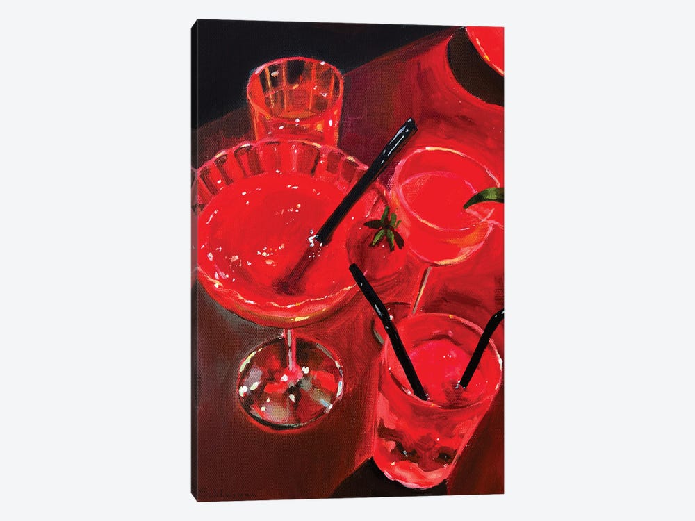 Still Life With Cocktails In Red by Victoria Sukhasyan 1-piece Canvas Art