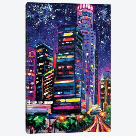Los Angeles Cityscape At Night Canvas Print #VSH170} by Victoria Sukhasyan Canvas Art