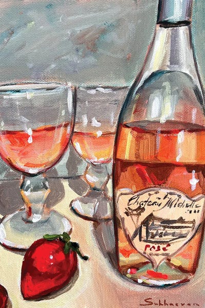 Still Life With the Rosé And Strawberries by Victoria Sukhasyan multi panel art