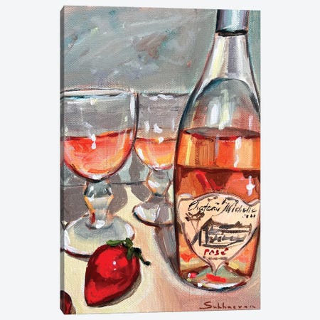 Still Life With the Rosé And Strawberries Canvas Print #VSH174} by Victoria Sukhasyan Canvas Art Print