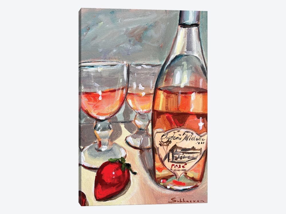 Still Life With the Rosé And Strawberries by Victoria Sukhasyan 1-piece Canvas Print