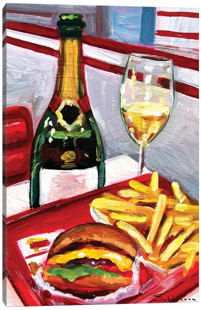 Still Life With in-N-Out And Champagne Canvas Art Print - Restaurant & Diner Art