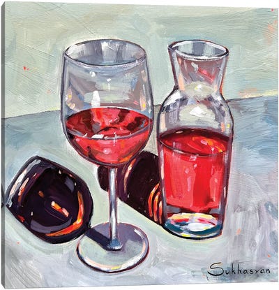 Still Life With Rosé Wine Canvas Art Print - Victoria Sukhasyan