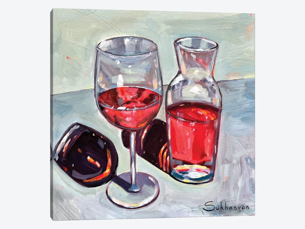 Still Life With Rosé Wine by Victoria Sukhasyan 1-piece Canvas Artwork