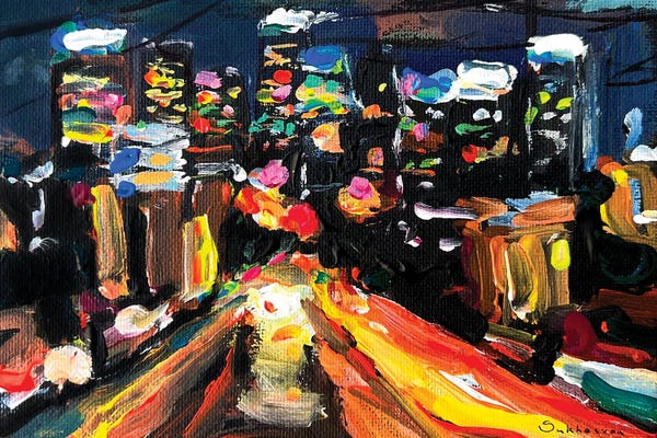 Los Angeles: Los Angeles Cityscape At Night II by Victoria Sukhasyan