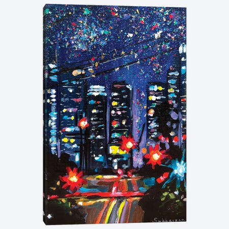 Los Angeles Cityscape At Night I Canvas Print #VSH183} by Victoria Sukhasyan Canvas Print