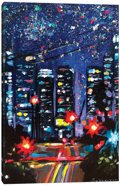 Los Angeles Cityscape At Night I Canvas Art Print - Victoria Sukhasyan
