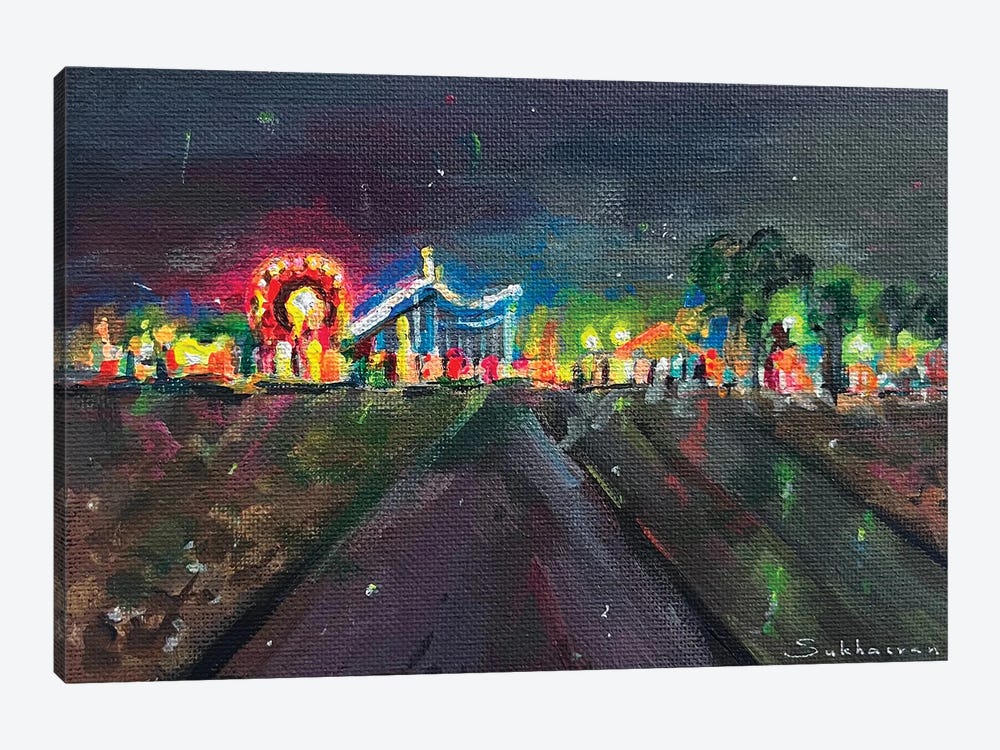 Santa Monica At Night by Victoria Sukhasyan 1-piece Canvas Art