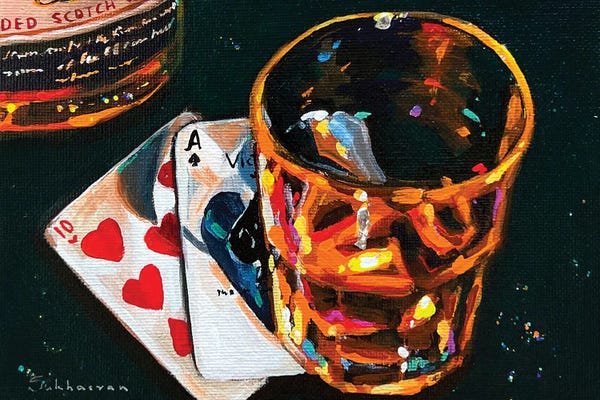 Still Life: Still Life With Whiskey And Poker by Victoria Sukhasyan
