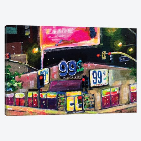 99 Cents Store At Night Canvas Print #VSH187} by Victoria Sukhasyan Canvas Art