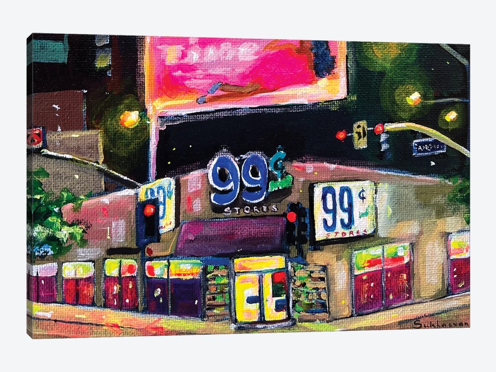 99 Cents Store At Night by Victoria Sukhasyan 1-piece Canvas Print