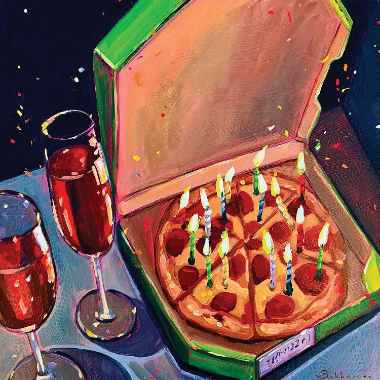 Pizza And Birthday Candles