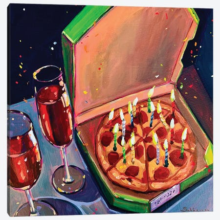 Pizza And Birthday Candles Canvas Print #VSH189} by Victoria Sukhasyan Canvas Art Print