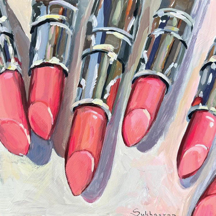 Still Life With Pink Lipsticks by Victoria Sukhasyan wall art