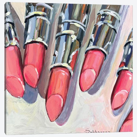 Still Life With Pink Lipsticks Canvas Print #VSH196} by Victoria Sukhasyan Canvas Art Print