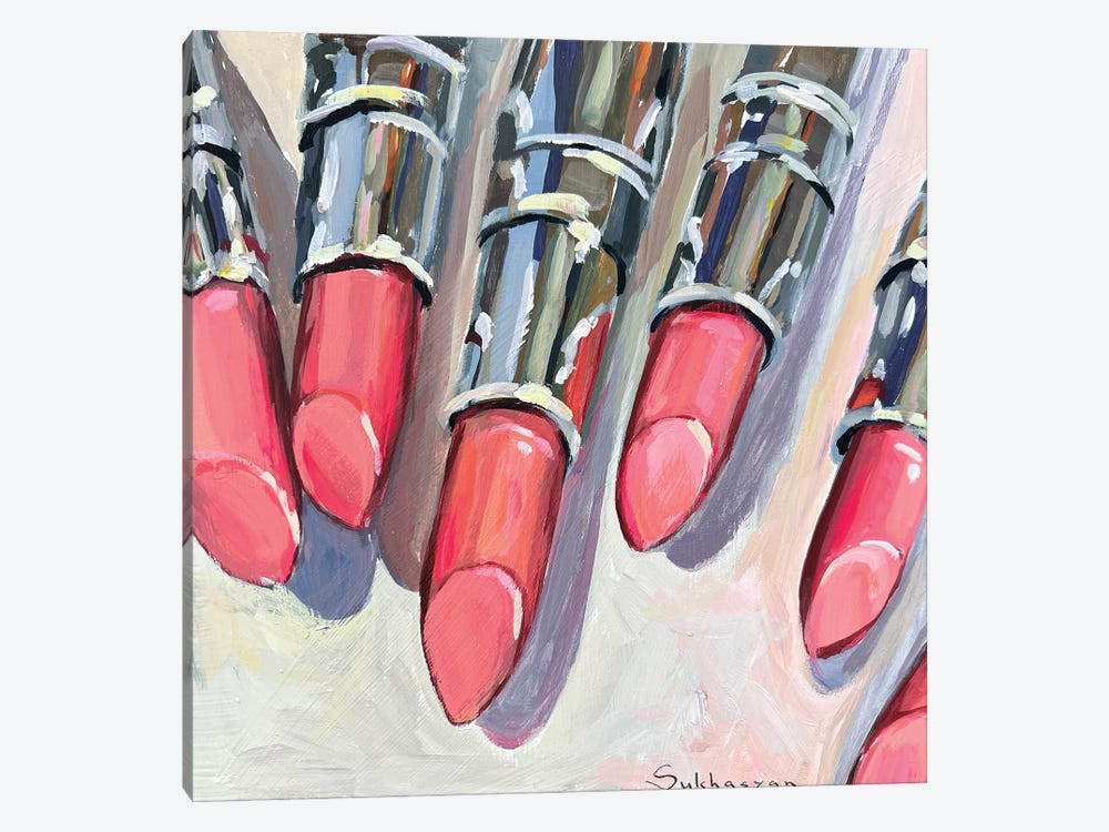 Still Life With Pink Lipsticks by Victoria Sukhasyan 1-piece Canvas Print