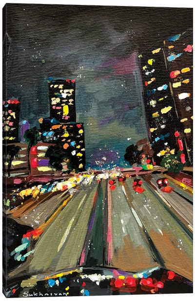 Los Angeles Cityscape At Night X Canvas Art Print - Victoria Sukhasyan