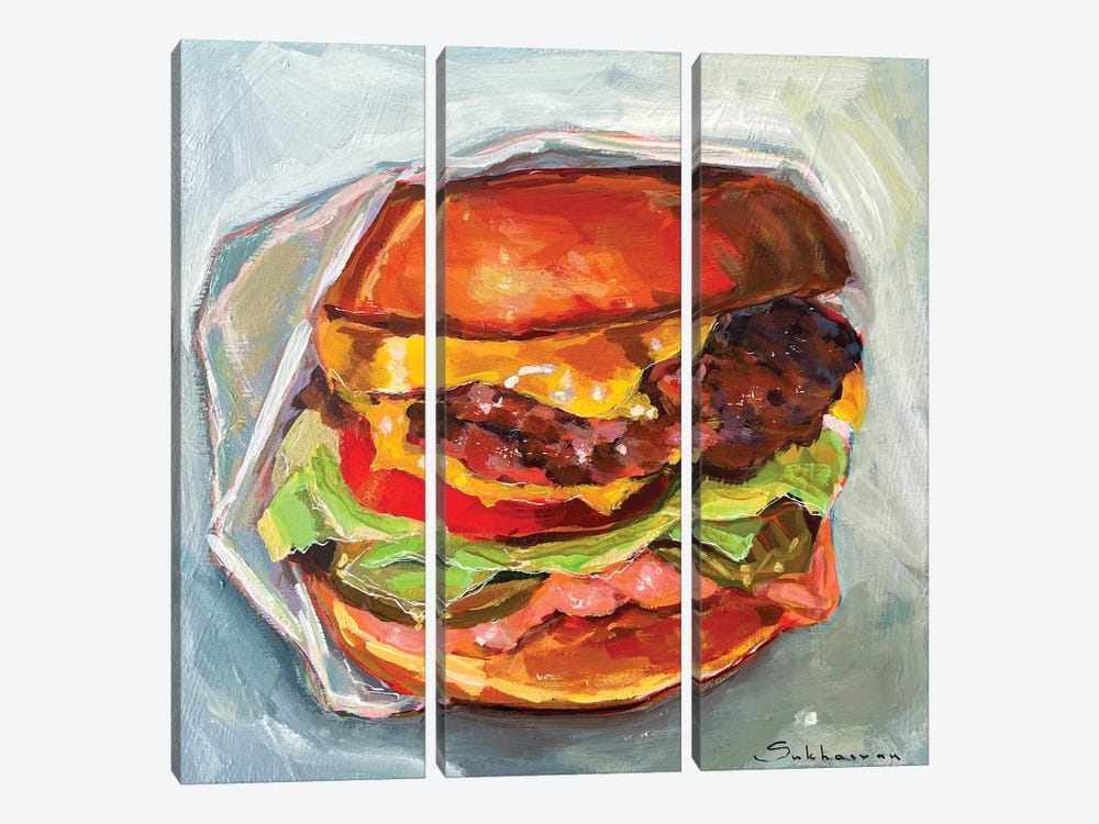 Still Life With Burger II by Victoria Sukhasyan 3-piece Canvas Art Print