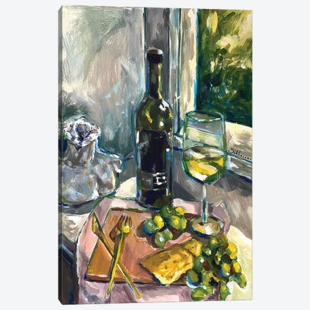 Still Life With Wine And Grapes Canvas Print #VSH1} by Victoria Sukhasyan Art Print