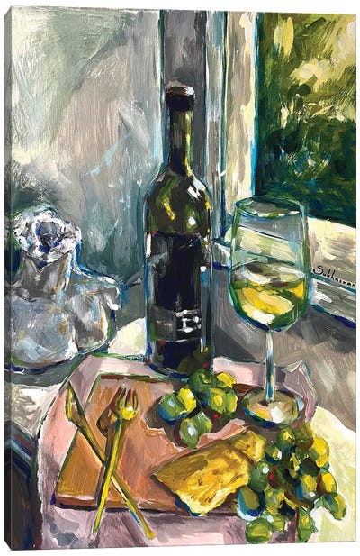 Still Life With Wine And Grapes Canvas Art Print - Victoria Sukhasyan
