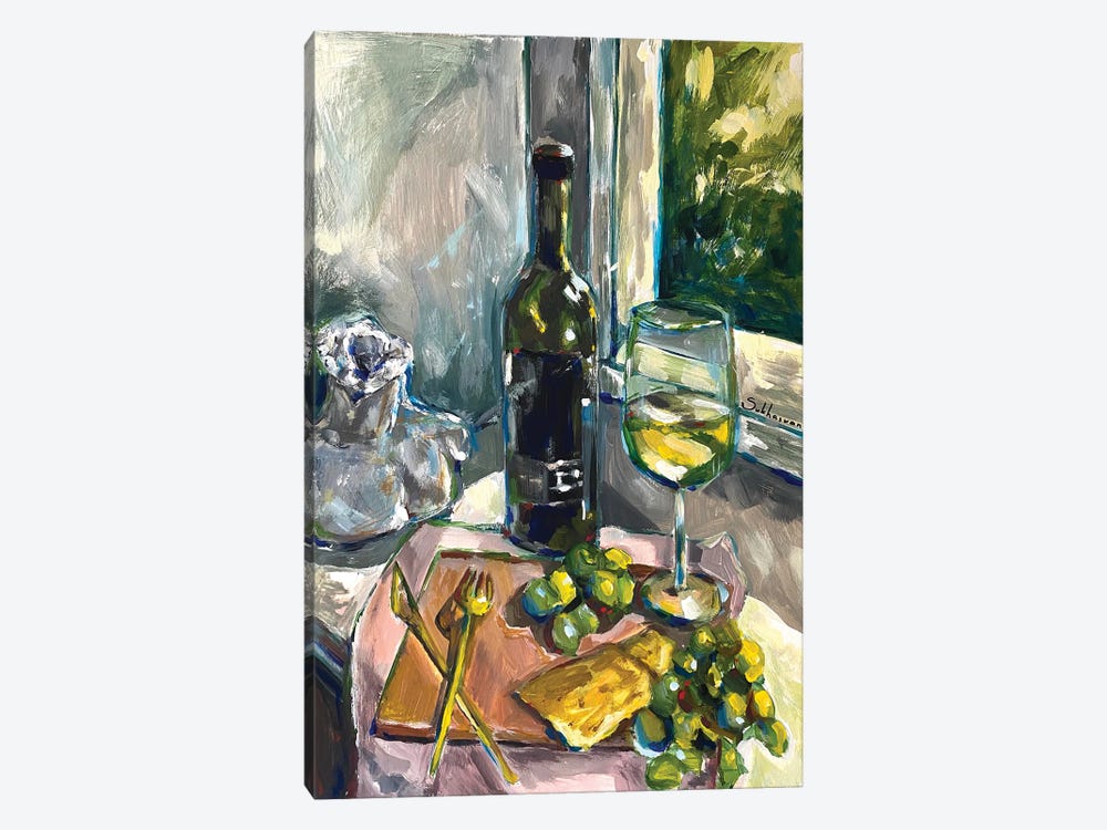 Still Life With Wine And Grapes by Victoria Sukhasyan 1-piece Canvas Art Print