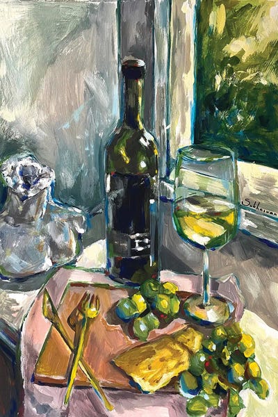 Simple Pleasures: Still Life With Wine And Grapes by Victoria Sukhasyan