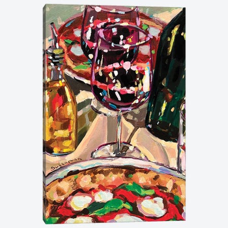 Still Life With Red Wine And Pizza Canvas Print #VSH200} by Victoria Sukhasyan Canvas Wall Art