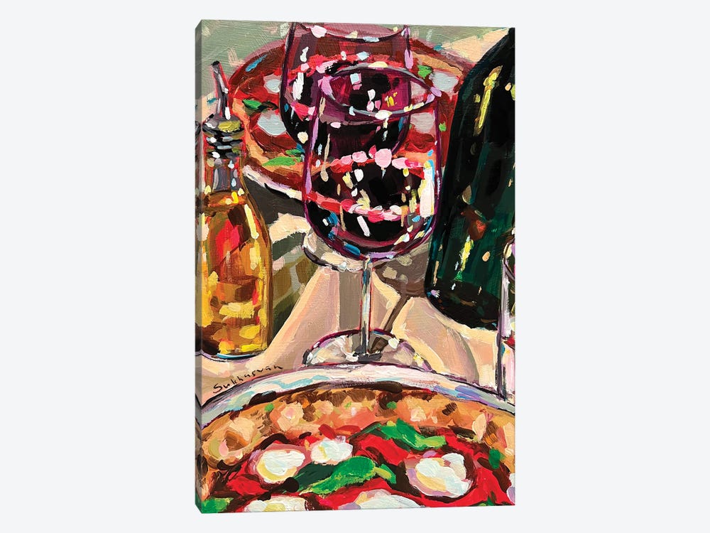 Still Life With Red Wine And Pizza by Victoria Sukhasyan 1-piece Canvas Art
