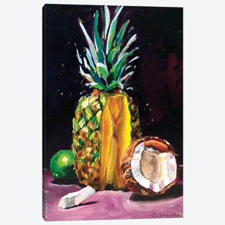 Still Life With Pineapple And Coconut Canvas Print #VSH201} by Victoria Sukhasyan Canvas Art