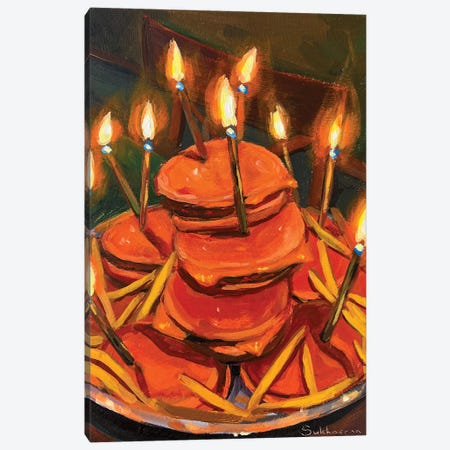 Still Life With Burgers And Birthday Candles Canvas Print #VSH202} by Victoria Sukhasyan Canvas Artwork