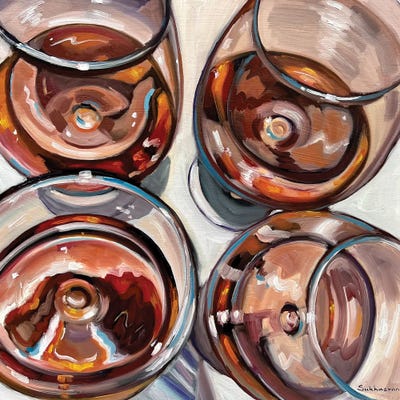 Still Life With Four Wine Glasses by Victoria Sukhasyan multi panel art