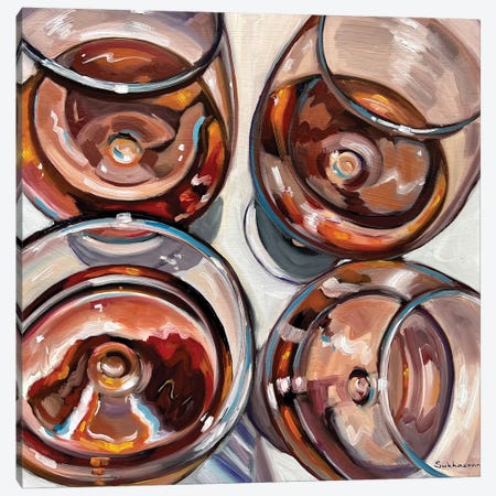 Still Life With Four Wine Glasses Canvas Print #VSH211} by Victoria Sukhasyan Art Print