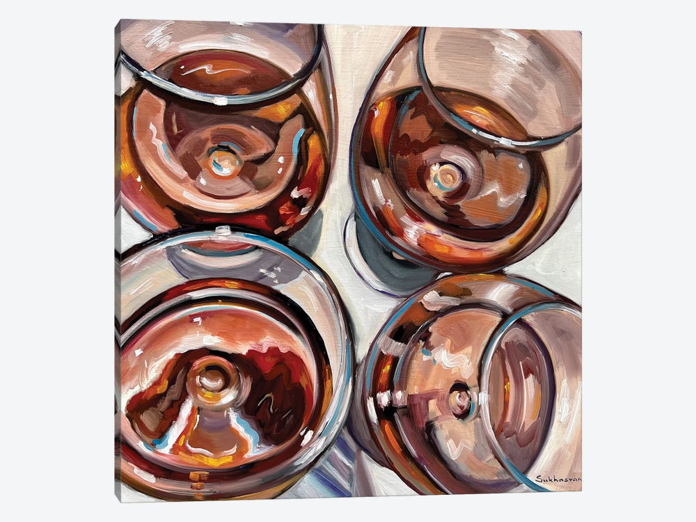 Still Life With Four Wine Glasses by Victoria Sukhasyan 1-piece Canvas Artwork