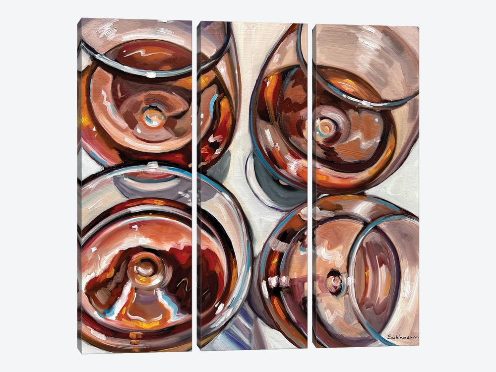 Still Life With Four Wine Glasses by Victoria Sukhasyan 3-piece Canvas Artwork