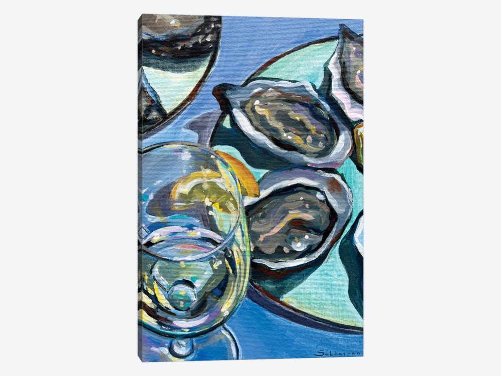 Still Life With Wine, Oysters And Lemons II by Victoria Sukhasyan 1-piece Canvas Artwork