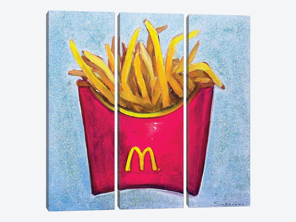 Still Life With French Fries II by Victoria Sukhasyan 3-piece Canvas Wall Art