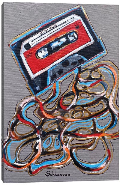 Still Life With Cassette Tape Canvas Art Print - A New Take on Nostalgia