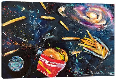 In-N-Out In Space Canvas Art Print - American Cuisine Art