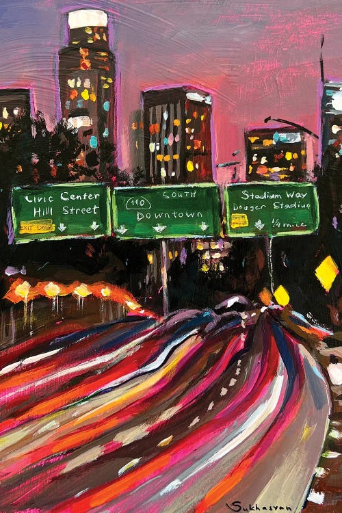 Los Angeles At Night. Downtown by Victoria Sukhasyan wall art