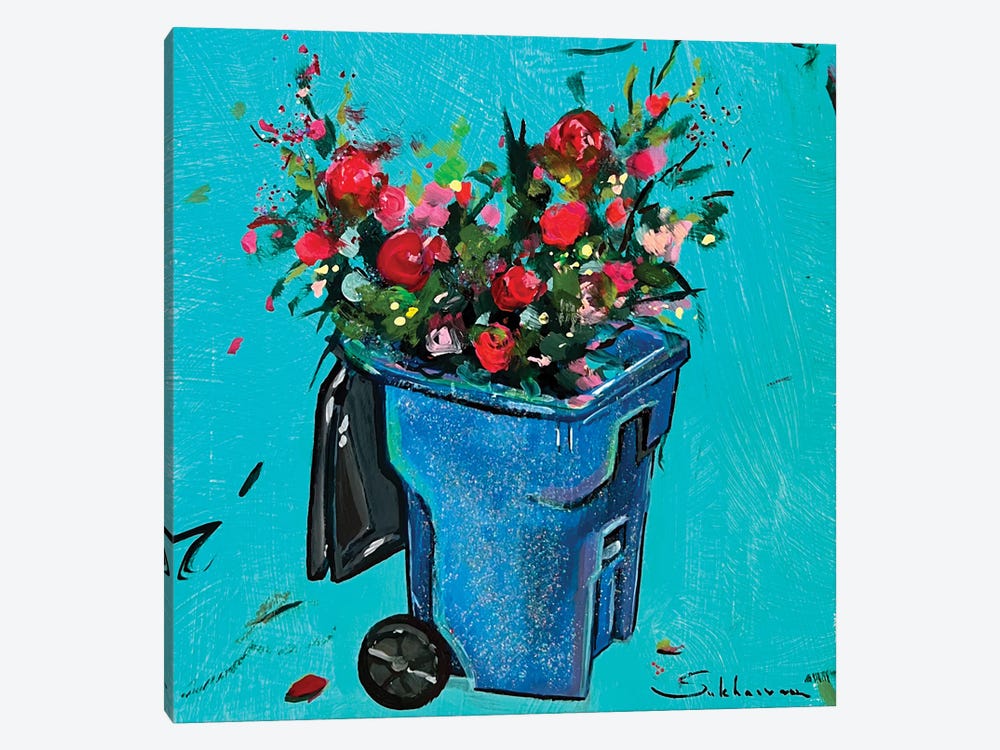 Flowers In A Trash Bin by Victoria Sukhasyan 1-piece Canvas Print