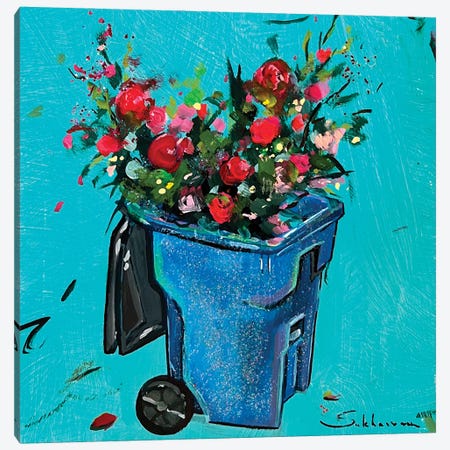 Flowers In A Trash Bin Canvas Print #VSH225} by Victoria Sukhasyan Art Print