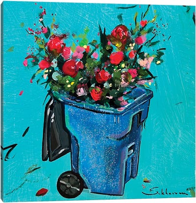 Flowers In A Trash Bin Canvas Art Print - Victoria Sukhasyan