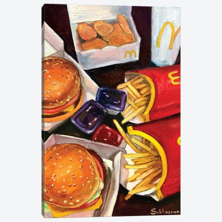 Still Life With Burgers And Fries Canvas Print #VSH226} by Victoria Sukhasyan Art Print