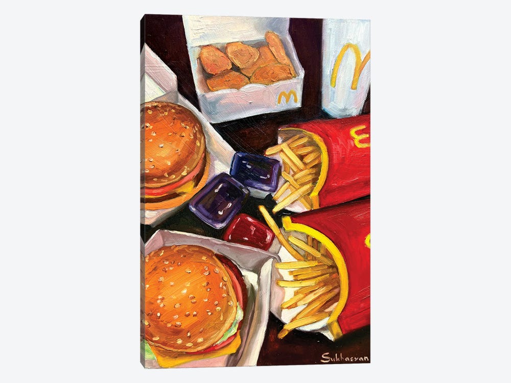 Still Life With Burgers And Fries by Victoria Sukhasyan 1-piece Canvas Artwork