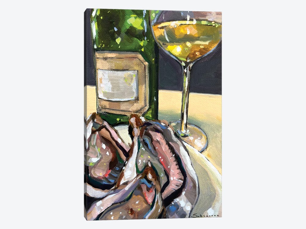 Still Life With Wine And Oysters by Victoria Sukhasyan 1-piece Canvas Print