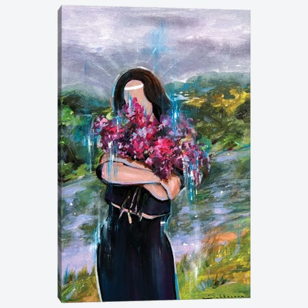 Young Women With Flowers Canvas Print #VSH236} by Victoria Sukhasyan Canvas Wall Art
