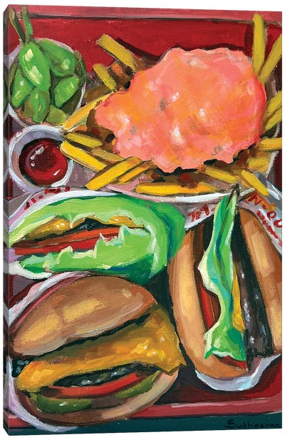 Still Life With In-N-Out Burgers And Fries II Canvas Art Print - Victoria Sukhasyan