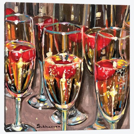 Still Life With Champagne Glasses Canvas Print #VSH241} by Victoria Sukhasyan Canvas Wall Art