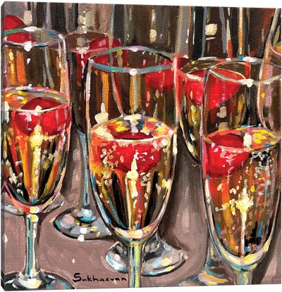 Still Life With Champagne Glasses Canvas Art Print - Champagne Art